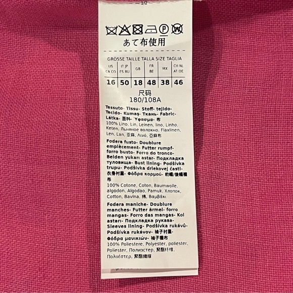 WEEKEND MAX MARA Nalut Linen Canvas Single Breast Blazer Size 16 Fuchsia $575 - Picture 13 of 16